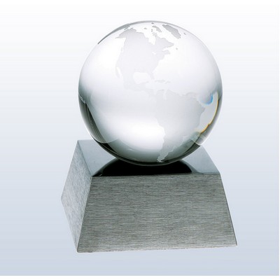 Optical Crystal 3" Globe with Silver Aluminum Base