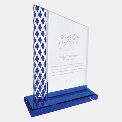 Acrylic Unite Diamond Blue Ice Plaque w/ Base (L)