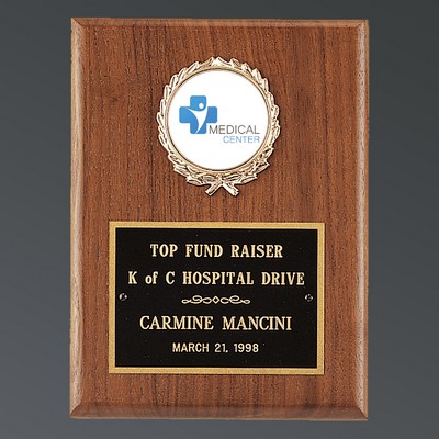 American Walnut Plaque with Black Brass Plate and 2" Insert, Small (4-1/2"x6")