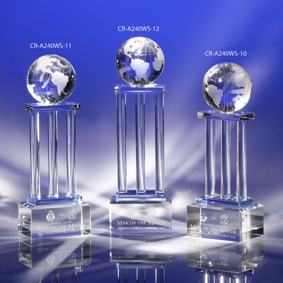 Triple Hold on The World Crystal Globe Award 10-3/4"H