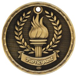 2" Antique Finish 3D Participant Medal