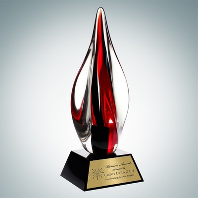 Art Red Contemporary w/ Black Crystal Base & Gold Plate