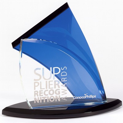 Blue Sailboat Crystal Award