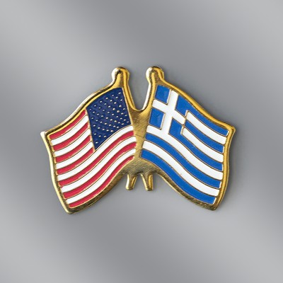 USA/Greece Crossed Flag Stock Patriotic Pin