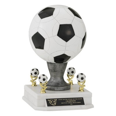 14 ½" Resin Soccer Ball Trophy w/8" Diameter Ball