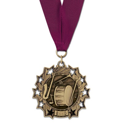 Band TS Medal w/Grosgrain Neck Ribbon (2¼")