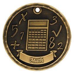 2" Antique Finish 3D Math Medal