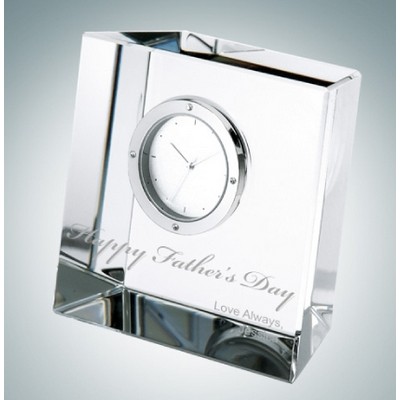 Slanted Block Optical Crystal Clock