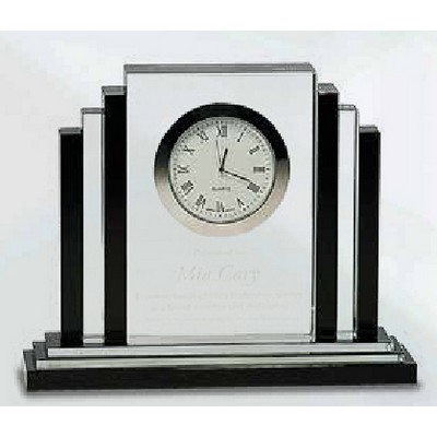 Clear/Black Crystal Clock Custom Award (6")