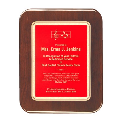 Red Plate Rosewood Piano-Finish Plaque w/Elliptical Edge (8"x10")