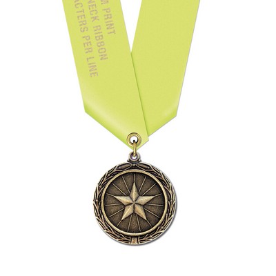 Star Cast MX Medal w/Satin Neck Ribbon (1½")