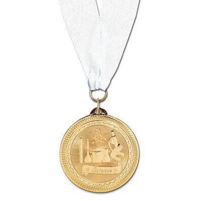 Science Brite Laser Medal w/Grosgrain Neck Ribbon (2")