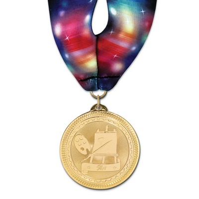 Art Brite Laser Medal w/Stock Millennium Neck Ribbon (2")