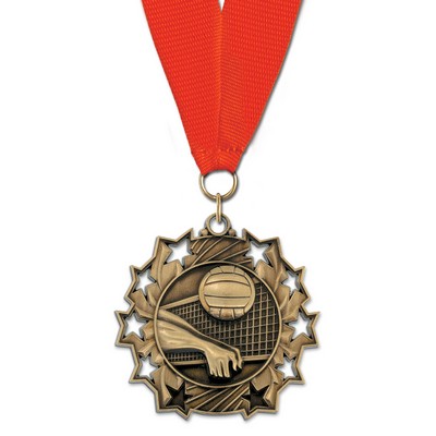 Volleyball TS Medal w/Grosgrain Neck Ribbon (2¼")