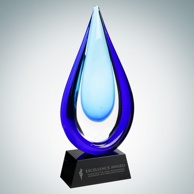 Art Glass Aquatic Award w/ Black Base (L)