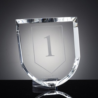 Optical Cut Crystal Shield Award w/Beveled Edge (7 1/8" x 6 ½")