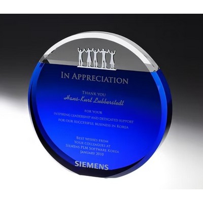 Together Blue Azure Crystal Award 7"H