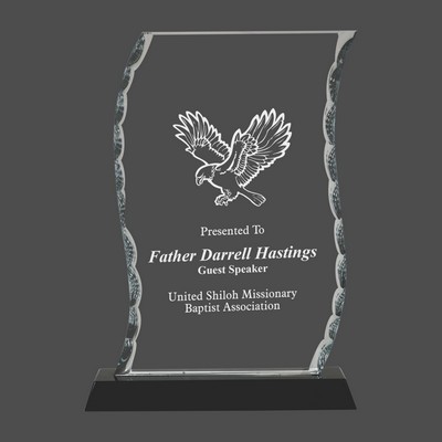 Scroll Facet Glass Award on Black Base (8¼")