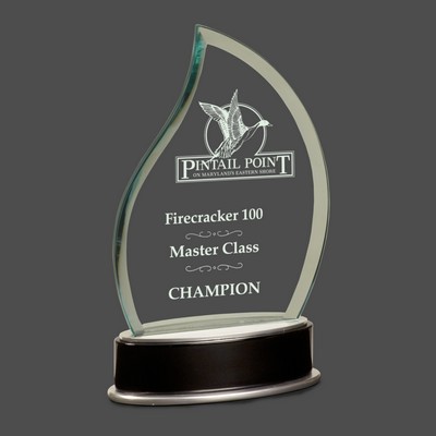 Jade Flame Metro Glass Award w/Black and Silver Base (8¾")