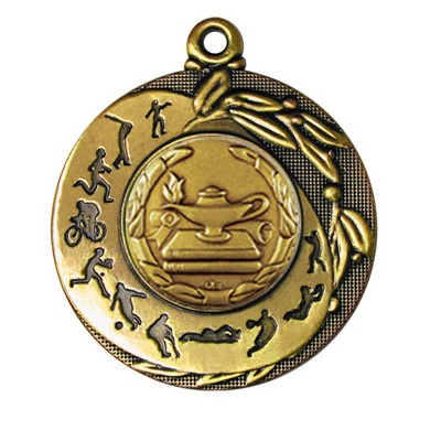 Stock Sport Silhouettes 2" Medal- Lamp of Knowledge