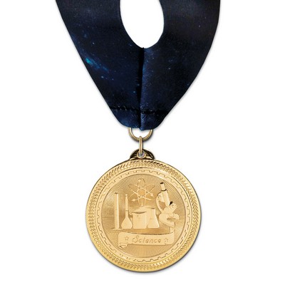 Science Brite Laser Medal w/Stock Millennium Neck Ribbon (2")