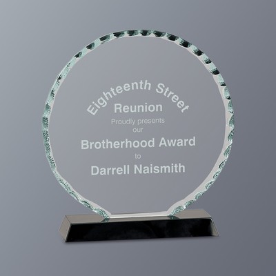 Clear Round Facet Glass on Black Crystal Base, Large (7"x 7-1/2"H)