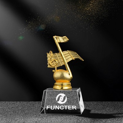 Gold Musical Note Trophy with Crystal Base