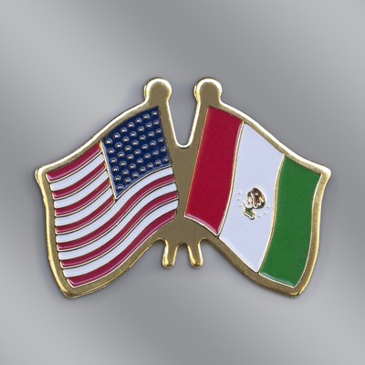 USA/Mexico Cross Flags Stock Patriotic Pin