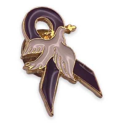 Brown Awareness Ribbon w/Dove Lapel Pin