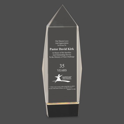 Clear Crystal Facet Rectangle Award on Black Base (8¾")