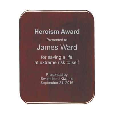 Rosewood High Gloss Color-Fill Plaque - Round Corners (8"x10")