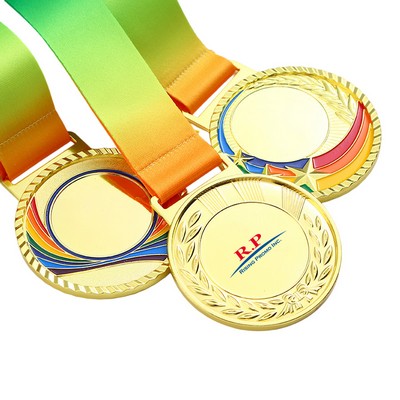 Metal Medals with Ribbon-Deep Relief 2" dia