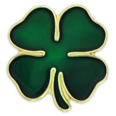 Green Four Leaf Clover Pin - Gold or Silver