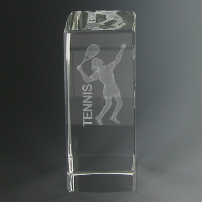 4 5/8" Optical Cut Crystal Tennis Trophy w/Female Player