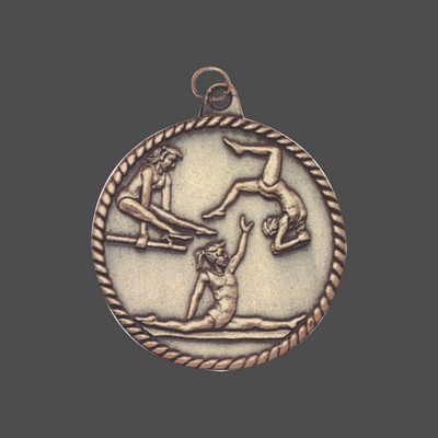 Silver Female Gymnastics High Relief Medal (2")