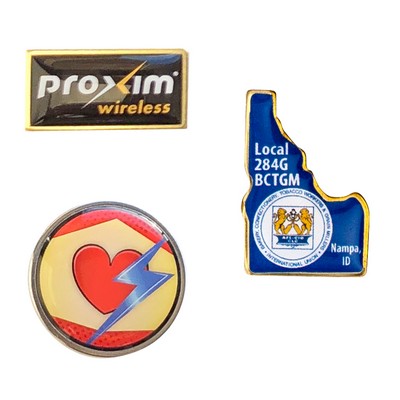 USA Made Metal Lapel Pin w/Epoxy Dome Full Color - Up to 1"x1"