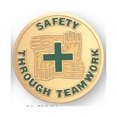 2" Safety Through Teamwork Etched Enameled Medallion Insert Disc