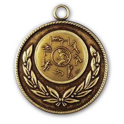 Stock Classic Wreath With Rope Edge 2" Medal- Track Female