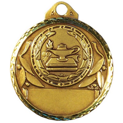 Stock Diamond Struck 2" Medal- Lamp of Knowledge
