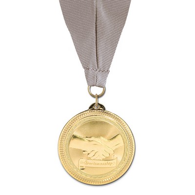 Sportsmanship Brite Laser Medal w/Grosgrain Neck Ribbon (2")