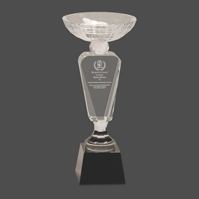 Clear Crystal Cup Award w/Black Pedestal Base (12")
