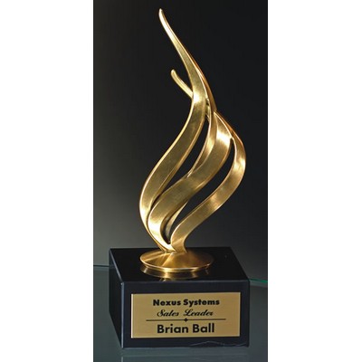 Flame on Black Marble Base