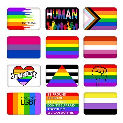 LGBT Rectangle/Heart Gay Pride Tinplate Badge/Pin