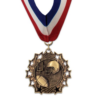 Football TS Medal w/Stock Millennium Neck Ribbon (2¼")
