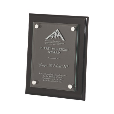Black Piano Finish Floating Glass Plaque (8"x10")