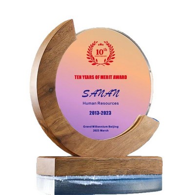 Round Crystal Wooden Trophy