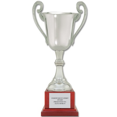 Loving Cup Trophy w/Attached Cherry Finish Base (14¼" h)