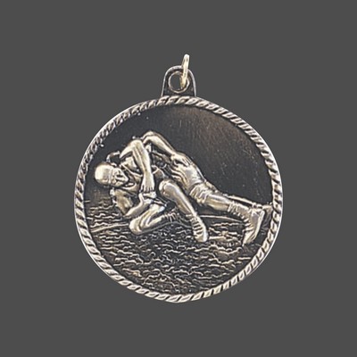 Silver Wrestling High Relief Medal (2")